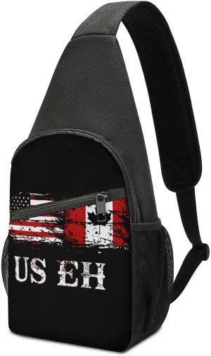 US EH U.S. Canada Flag Crossbody Bags for Women Men Sling Bag Casual Chest Bag Daypack for Travel Sport Hiking