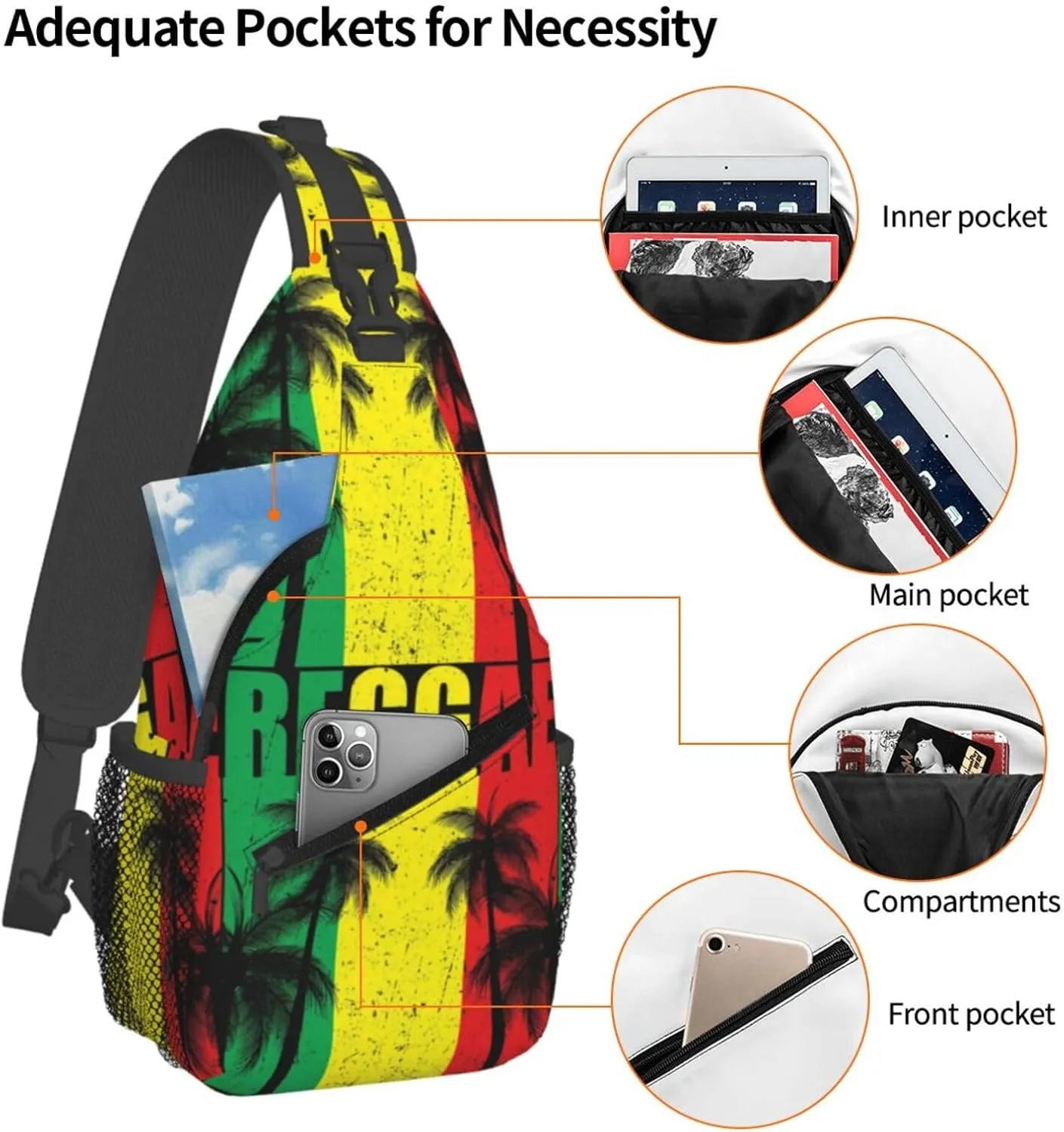 Us Virgin Islands Flag Sling Bag Adjustable Chest Bags Casual Crossbody Bag Travel Shoulder Backpack