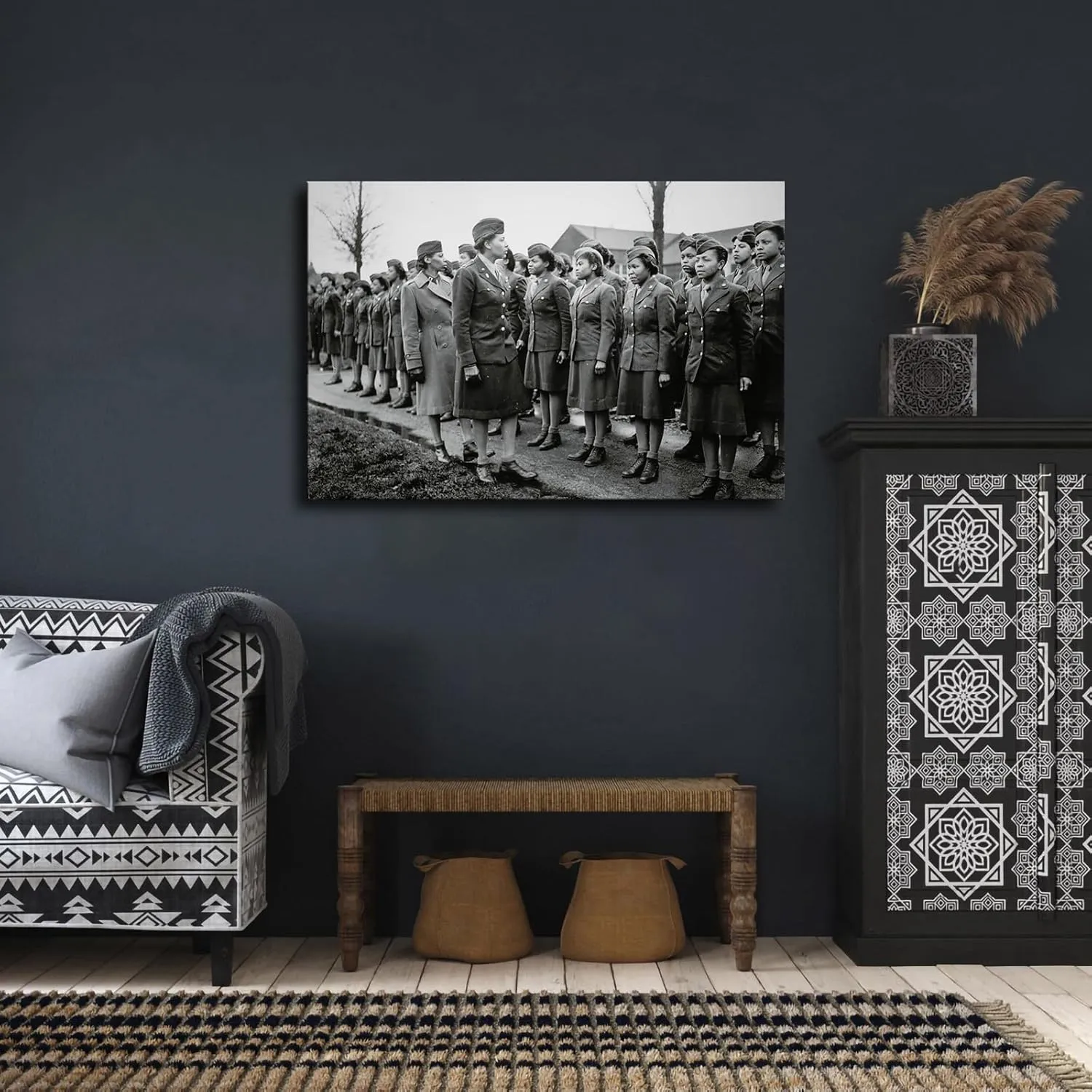 USA First Contingent of Black Women of The Women’s Army Corps Canvas Poster Modern Aesthetic Picture Wall Art Home Office Decoration Painting Holiday Gift (Unframed,08×12inch)