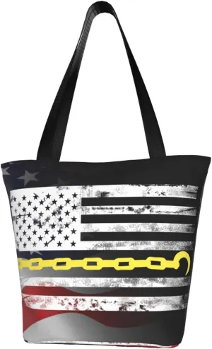 Usa Thin Yellow Line Flag Tow Truck Driver Fashion Shoulder Bag Large Capacity For Man Or Woman