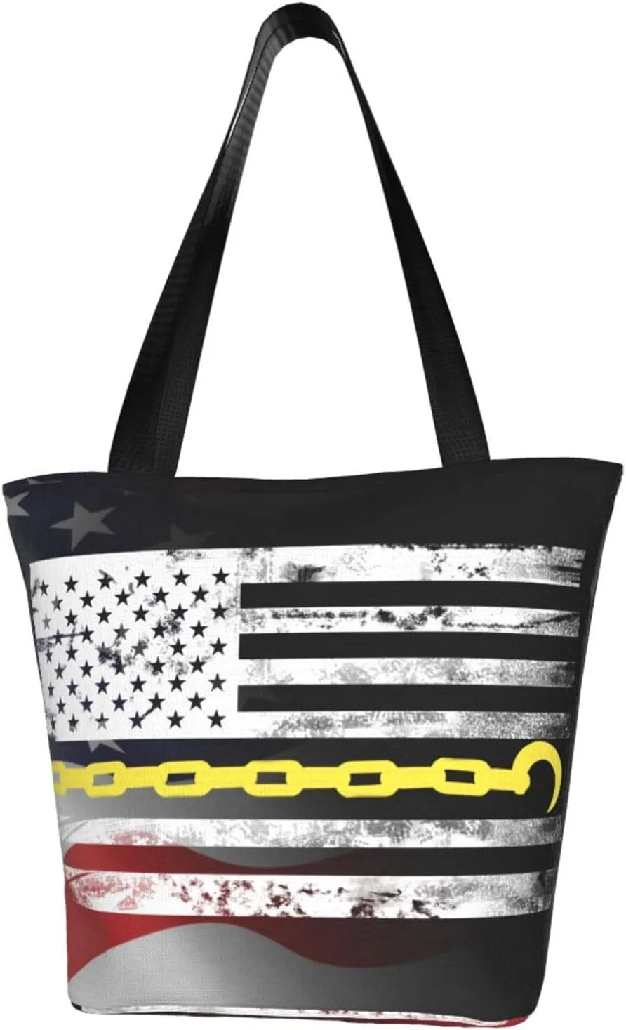 Usa Thin Yellow Line Flag Tow Truck Driver Fashion Shoulder Bag Large Capacity For Man Or Woman