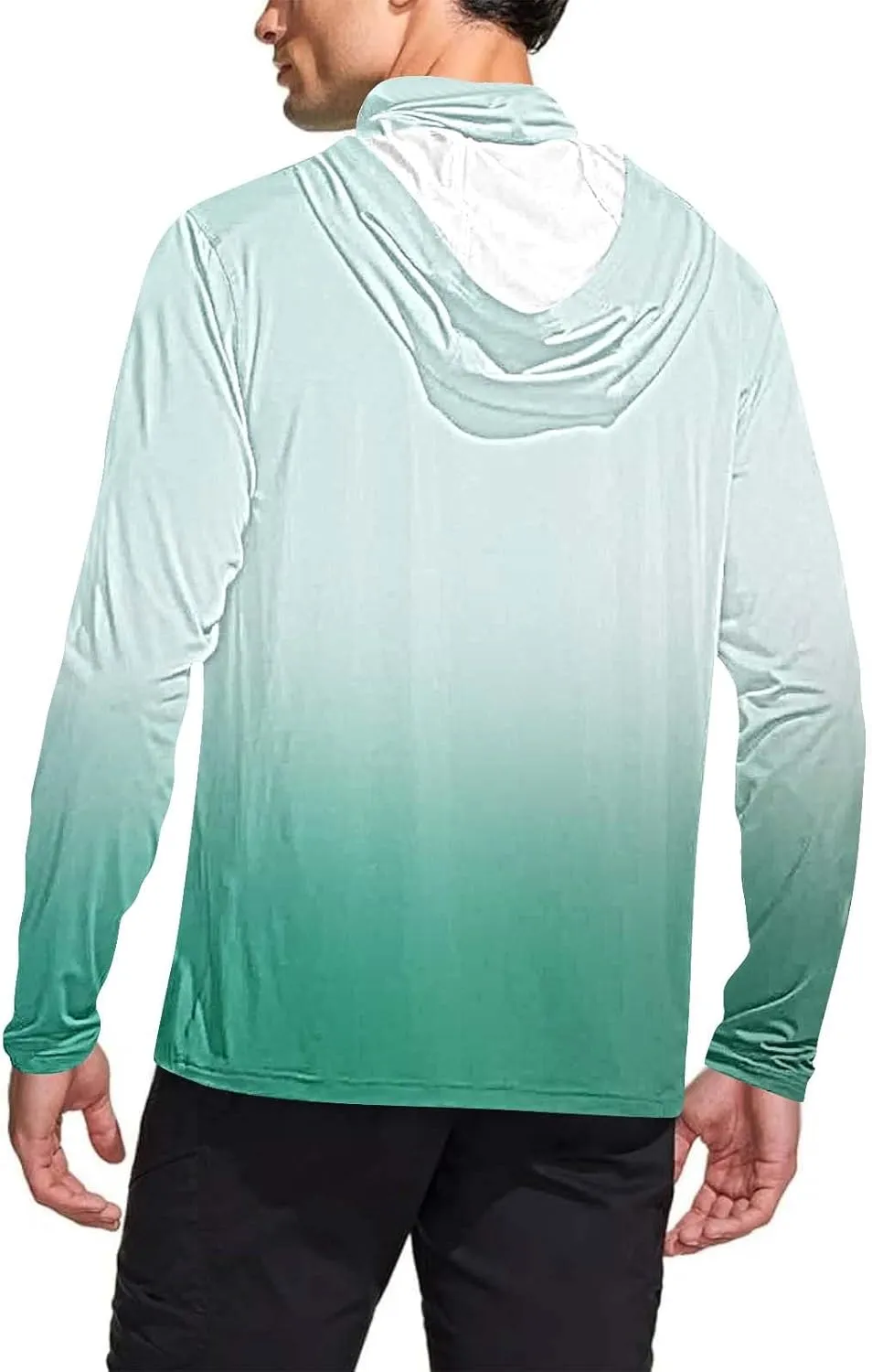 UV Protection Shirts for Men UPF 50  with Mask Gradient Long Sleeve Rash Guard Outfit Fishing Quick Dry Hoodie 2025