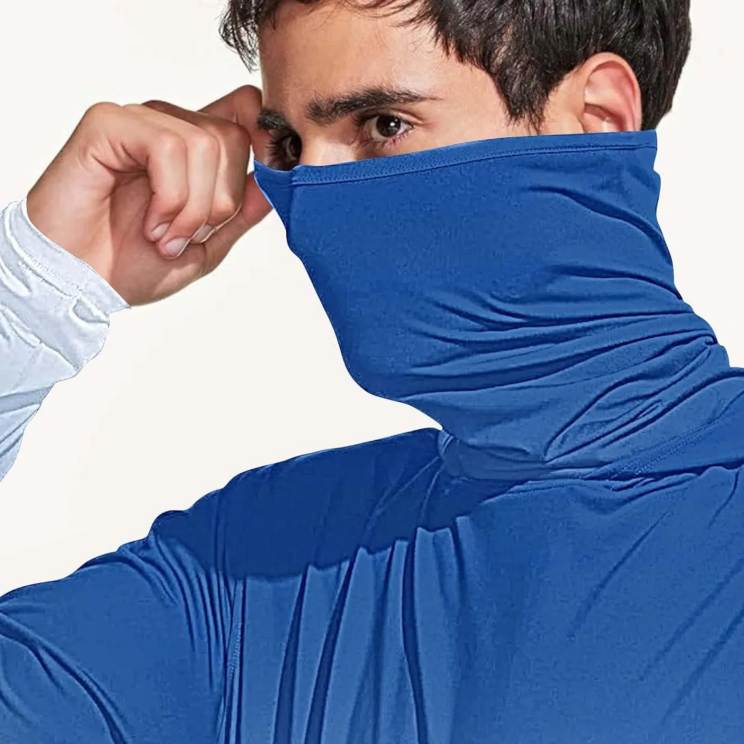UV Protection Shirts for Men UPF 50  with Mask Gradient Long Sleeve Rash Guard Outfit Fishing Quick Dry Hoodie 2025
