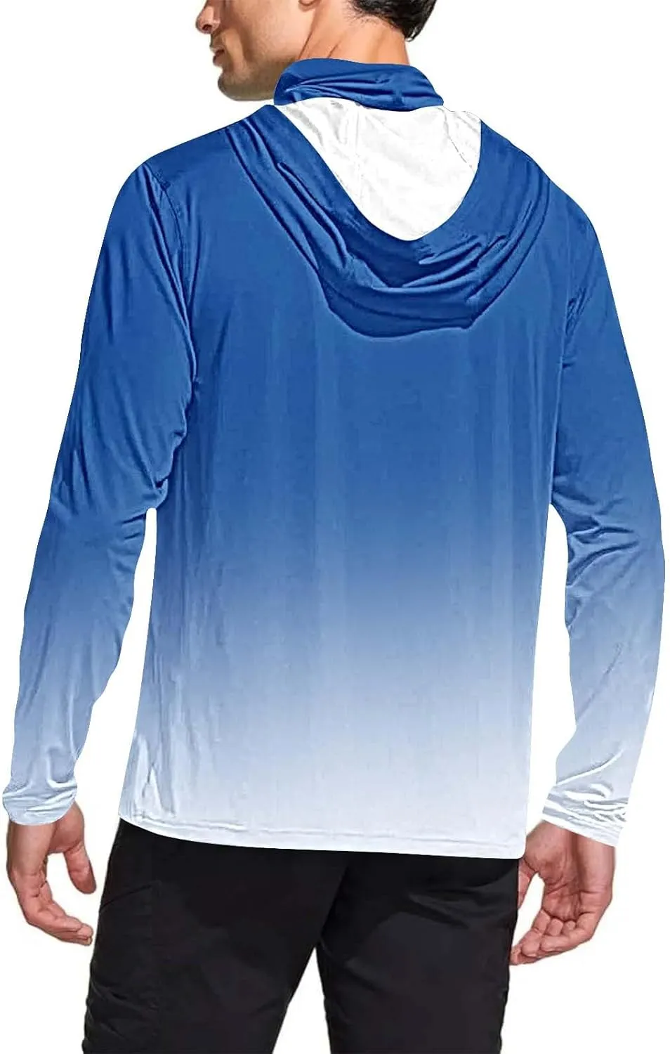 UV Protection Shirts for Men UPF 50  with Mask Gradient Long Sleeve Rash Guard Outfit Fishing Quick Dry Hoodie 2025
