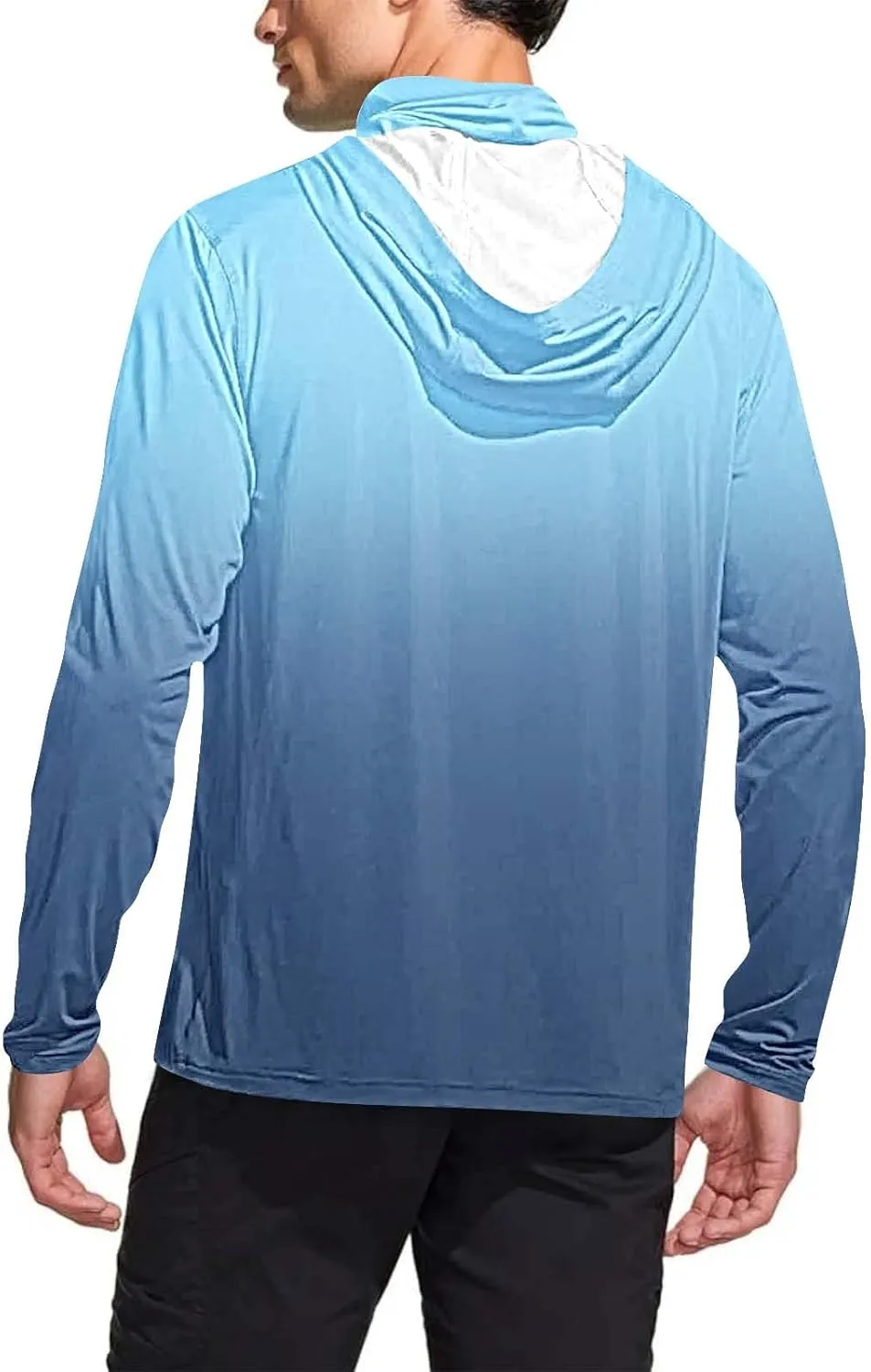 UV Protection Shirts for Men UPF 50  with Mask Gradient Long Sleeve Rash Guard Outfit Fishing Quick Dry Hoodie 2025