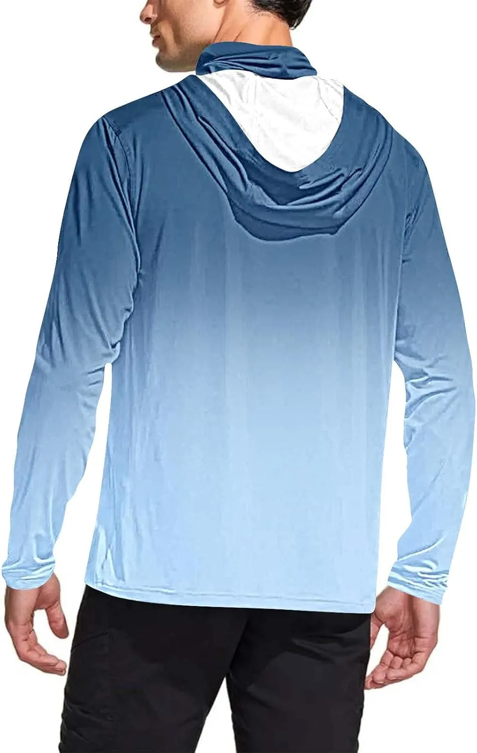 UV Protection Shirts for Men UPF 50  with Mask Gradient Long Sleeve Rash Guard Outfit Fishing Quick Dry Hoodie 2025