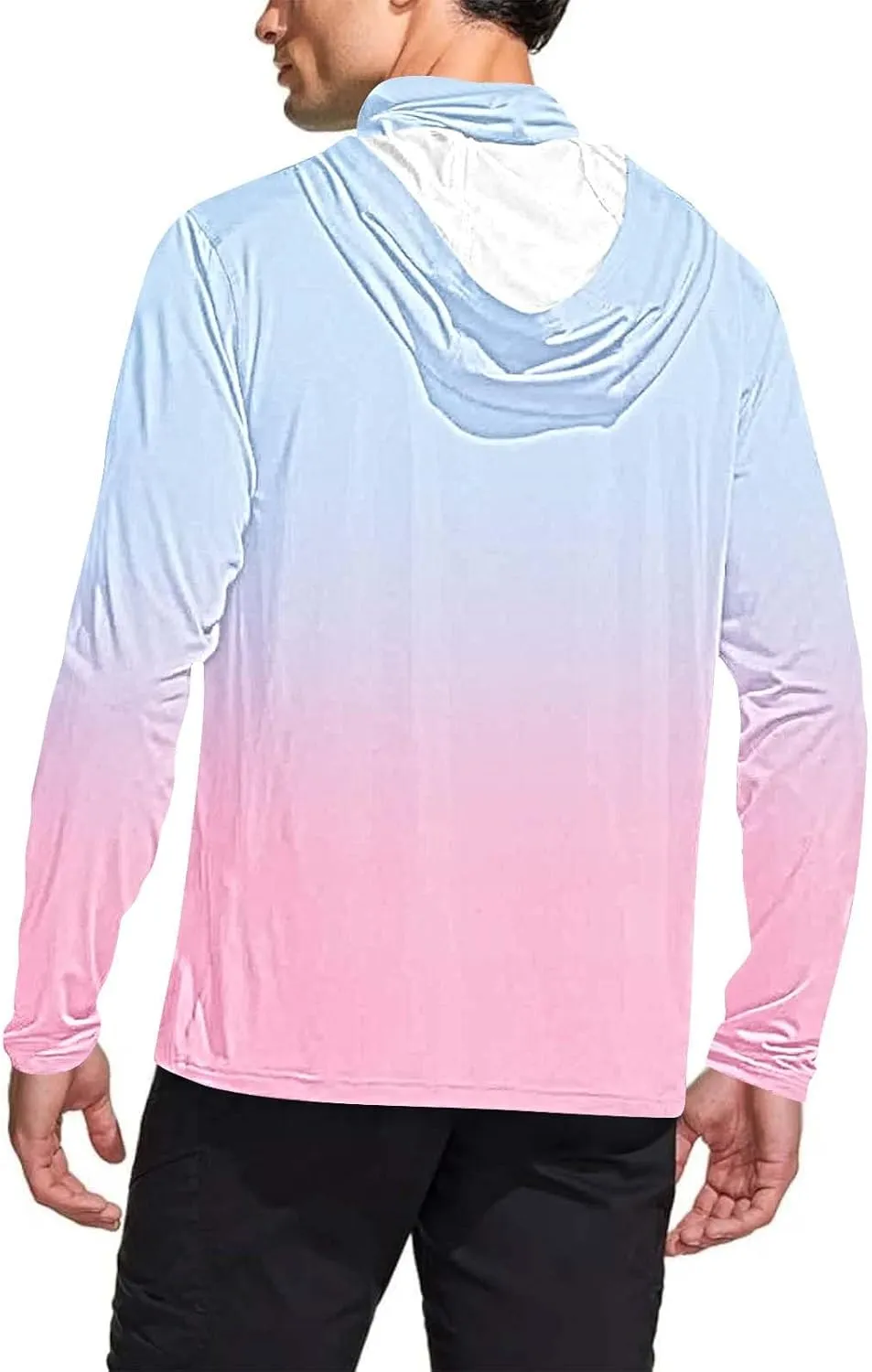 UV Protection Shirts for Men UPF 50  with Mask Gradient Long Sleeve Rash Guard Outfit Fishing Quick Dry Hoodie 2025
