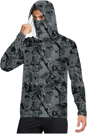 UV Protection Shirts for Men with Mask UPF 50  Rash Guard Long Sleeve Hooded Outdoor Hiking Fishing Quick Dry Hoodies