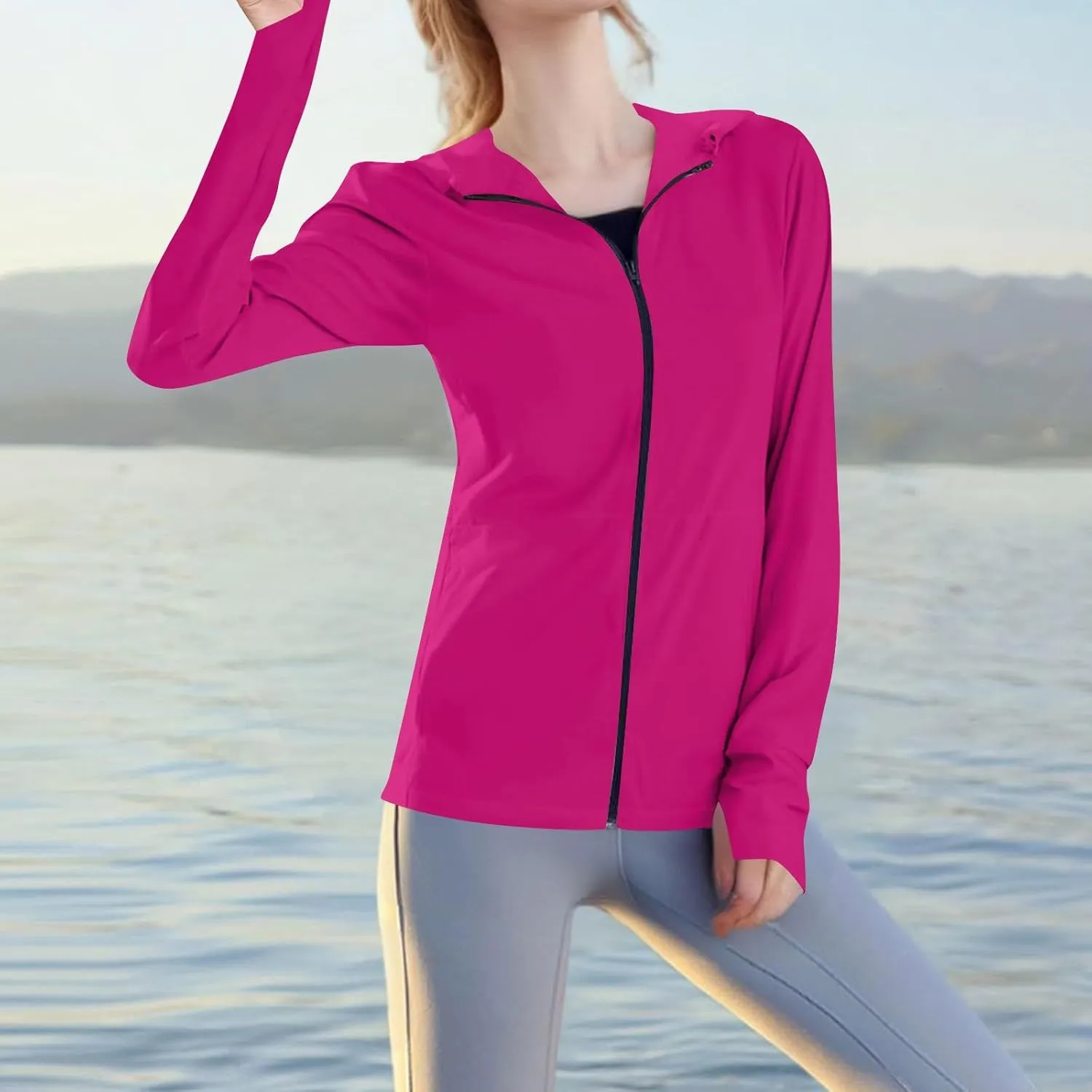 UV Protection Shirts for Women UPF 50  Lightweight Long Sleeve Rash Guard Outfit Casual Crewneck Runing Swimming Tops