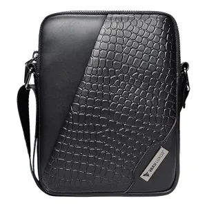 Vaku Luxos® NOIR GATOR Mini Sling Bag for Men & Women Slim Crossbody Office Messenger Shoulder Sling Bag with Adjustable Strap Suitable for College, Outdoor Travels and Business for Daily Use
