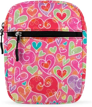 Valentine Hearts And Flowers Crossbody Bag Small Shoulder Bag Waterproof, Lightweight And Convenient