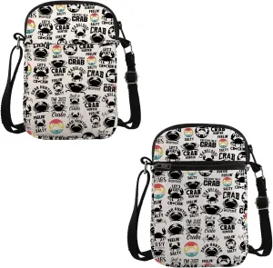 VAMSII Crab Lover Gift Crab Design Crossbody Bag Crab Eating Travel Bag Seafood Lover Gift