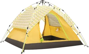 VejiA Tent Automatic Pop Up Camping Tent 3 4 Person with 2 Door&4 Mesh Double Layer Instant Tent for Family Hiking Outdoor