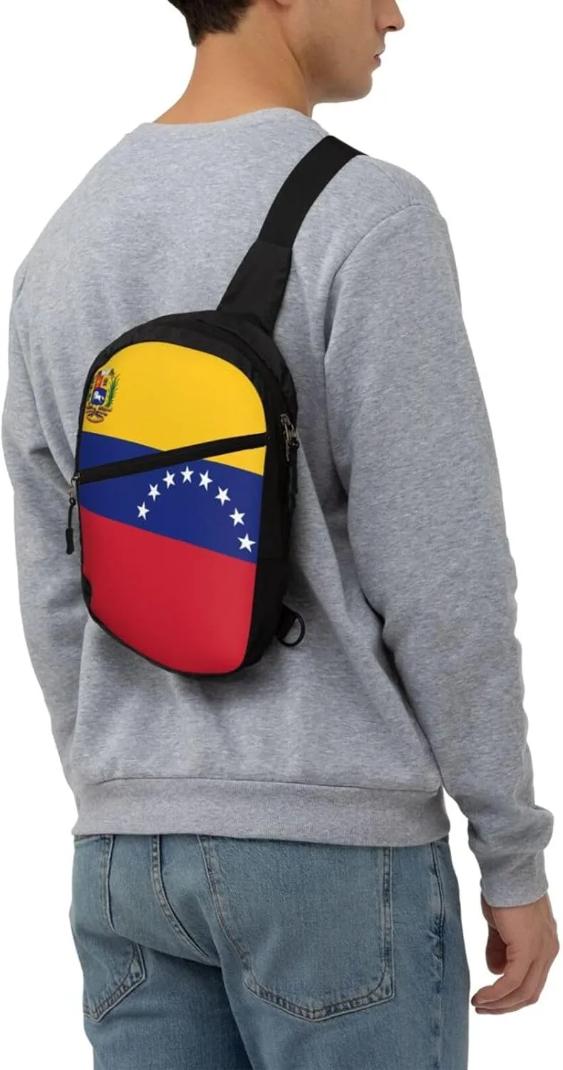 Venezuelan Venezuela Flag Crossbody Bag Portable Sling Bags Foldable Chest Daypack Reusable Sports Shoulder Backpack Diagonally Casual Rucksack Travel Bag