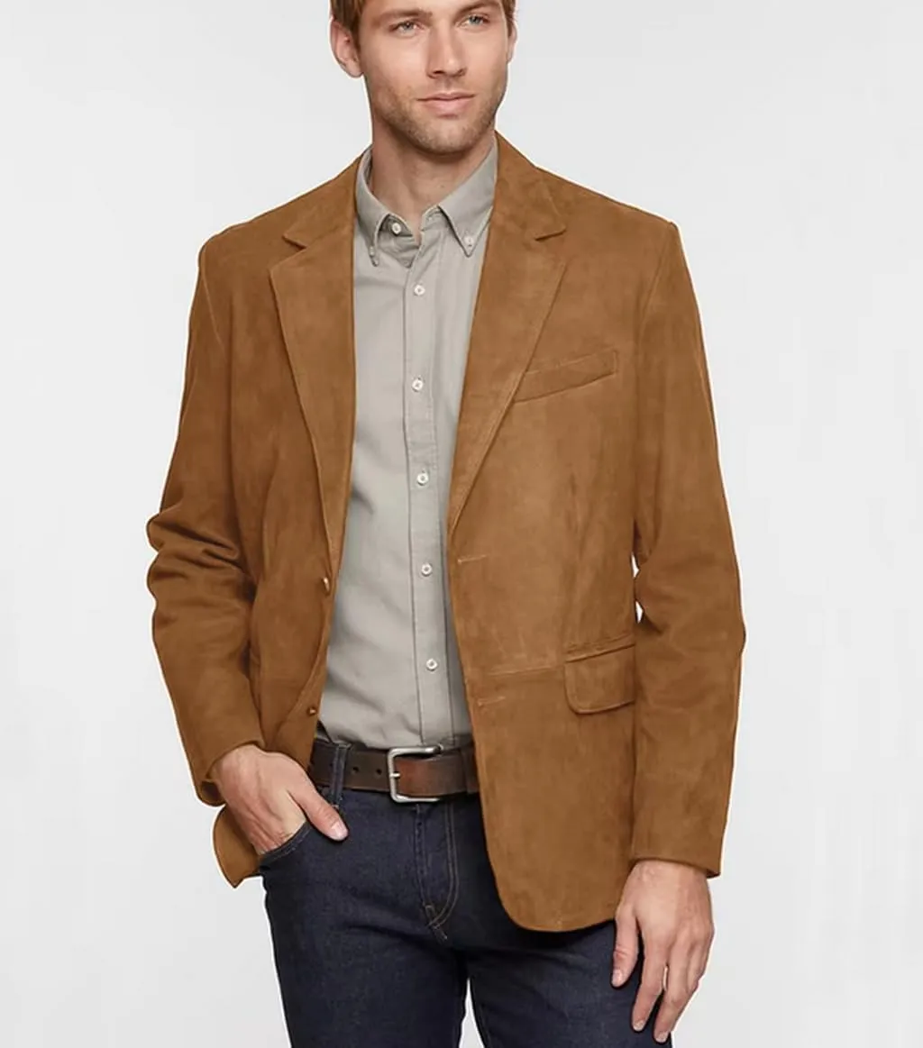 VENNYNG Men's Faux Suede Blazer Jacket Business Attire Party Fashion Casual Sport Coat Single Breasted
