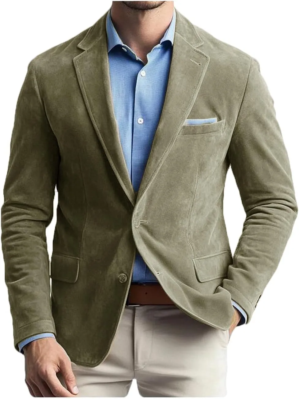 VENNYNG Men's Faux Suede Blazer Jacket Business Attire Party Fashion Casual Sport Coat Single Breasted