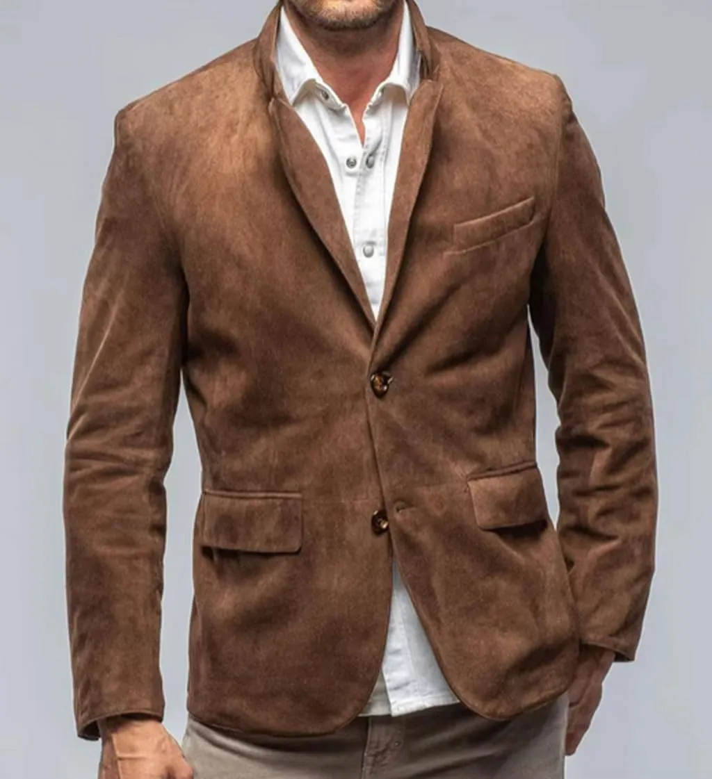 VENNYNG Men's Faux Suede Blazer Jacket Business Attire Party Fashion Casual Sport Coat Single Breasted