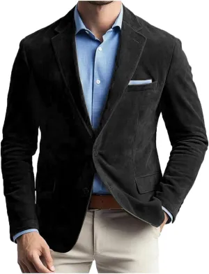 VENNYNG Men's Faux Suede Blazer Jacket Business Attire Party Fashion Casual Sport Coat Single Breasted