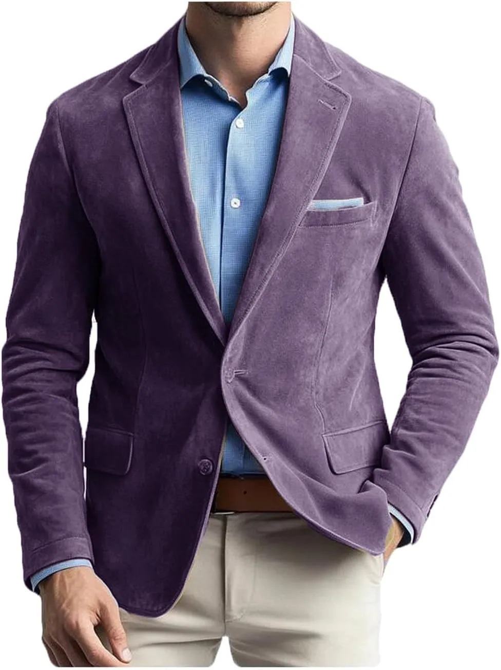 VENNYNG Men's Faux Suede Blazer Jacket Business Attire Party Fashion Casual Sport Coat Single Breasted