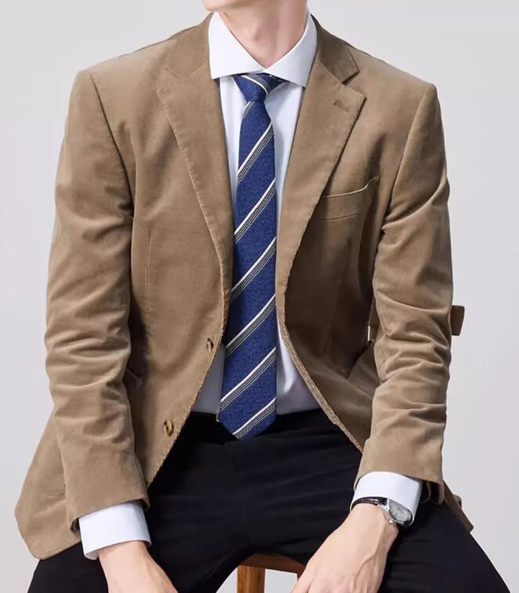 VENNYNG Men's Faux Suede Blazer Jacket Business Attire Party Fashion Casual Sport Coat Single Breasted