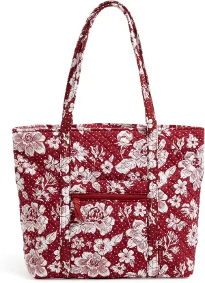 Vera Bradley Cotton Collegiate Vera Tote Bag (Multiple Teams Available), Cardinal/White Rain Garden