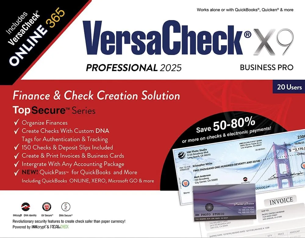VersaCheck X9 Professional 2025 – 20 Users (Download)   VersaCheck ONLINE Pro 1yr Sub Bundle [PC Download]