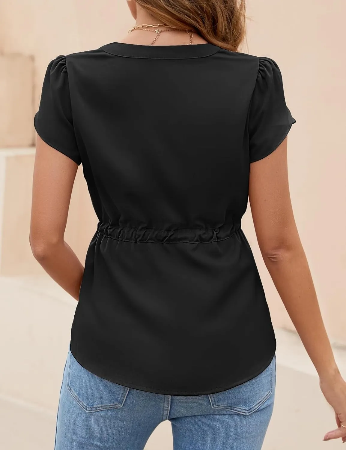 VIMPUNEC Womens Dressy Casual Blouses Summer Trendy Peplum Tops Business Work Button Down Top