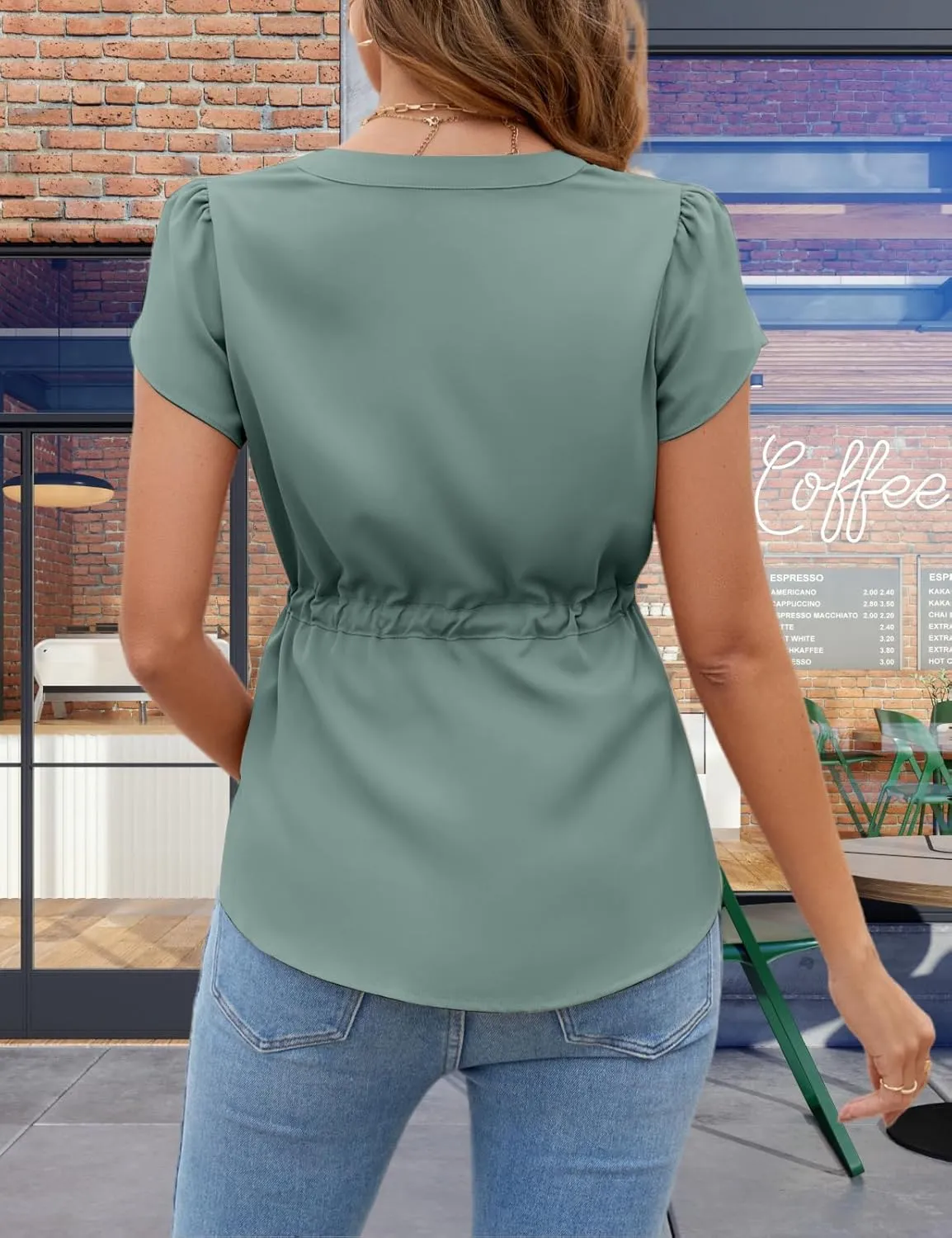 VIMPUNEC Womens Dressy Casual Blouses Summer Trendy Peplum Tops Business Work Button Down Top