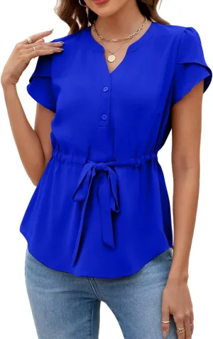 VIMPUNEC Womens Dressy Casual Blouses Summer Trendy Peplum Tops Business Work Button Down Top