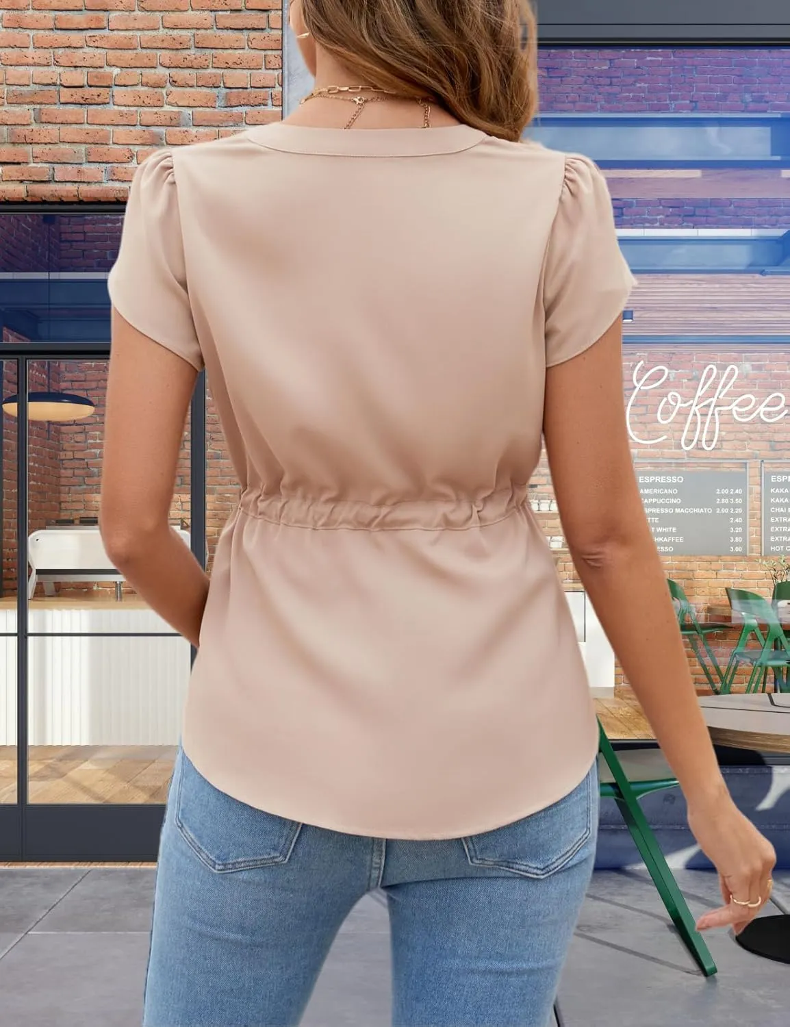 VIMPUNEC Womens Dressy Casual Blouses Summer Trendy Peplum Tops Business Work Button Down Top