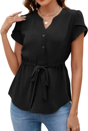 VIMPUNEC Womens Dressy Casual Blouses Summer Trendy Peplum Tops Business Work Button Down Top
