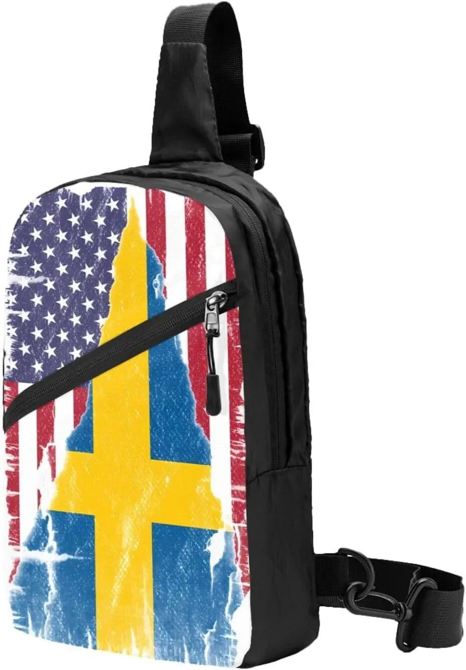 Vintage American Swedish Sweden Flag Crossbody Bag Portable Sling Bags Foldable Chest Daypack Reusable Sports Shoulder Backpack Diagonally Casual Rucksack Travel Bag