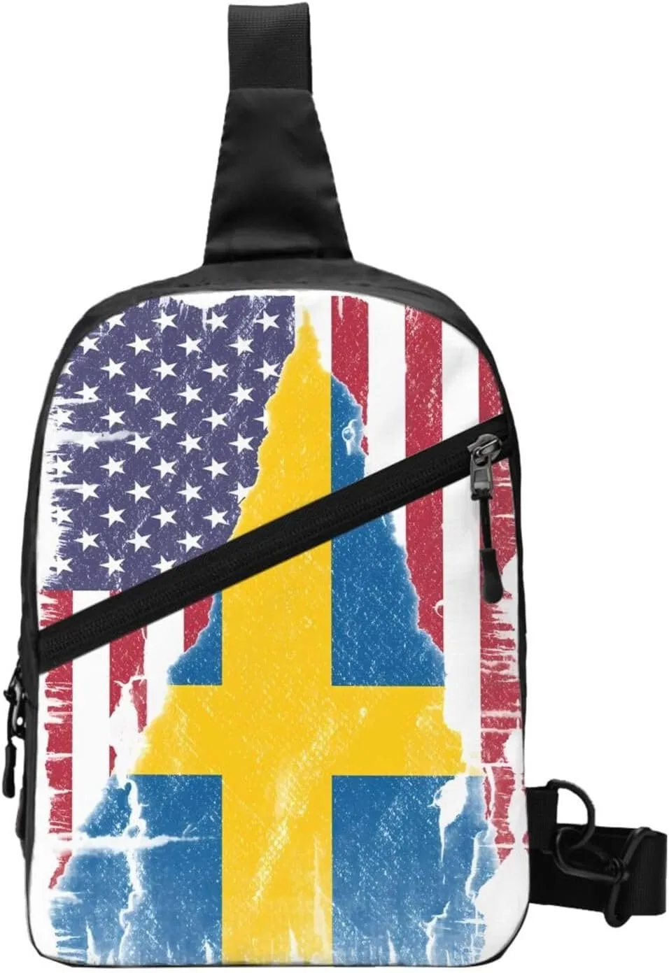 Vintage American Swedish Sweden Flag Crossbody Bag Portable Sling Bags Foldable Chest Daypack Reusable Sports Shoulder Backpack Diagonally Casual Rucksack Travel Bag