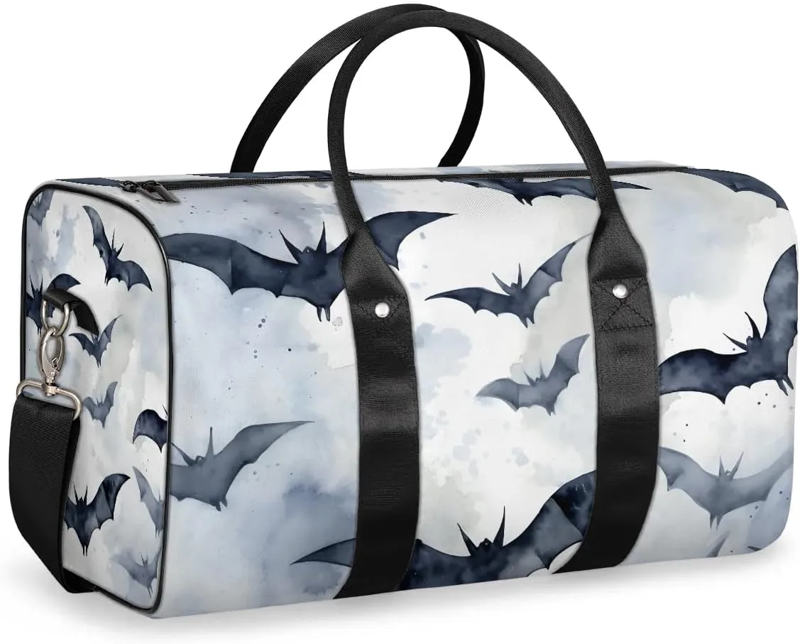 Vintage Halloween Bats Travel Duffel Bag for Women Men Waterproof Foldable Overnight Weekender Bag Large Capacity Sports Gym Bag