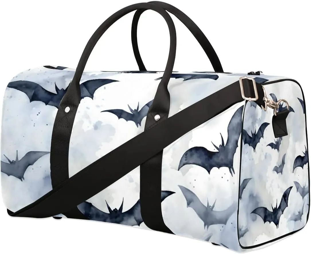 Vintage Halloween Bats Travel Duffel Bag for Women Men Waterproof Foldable Overnight Weekender Bag Large Capacity Sports Gym Bag