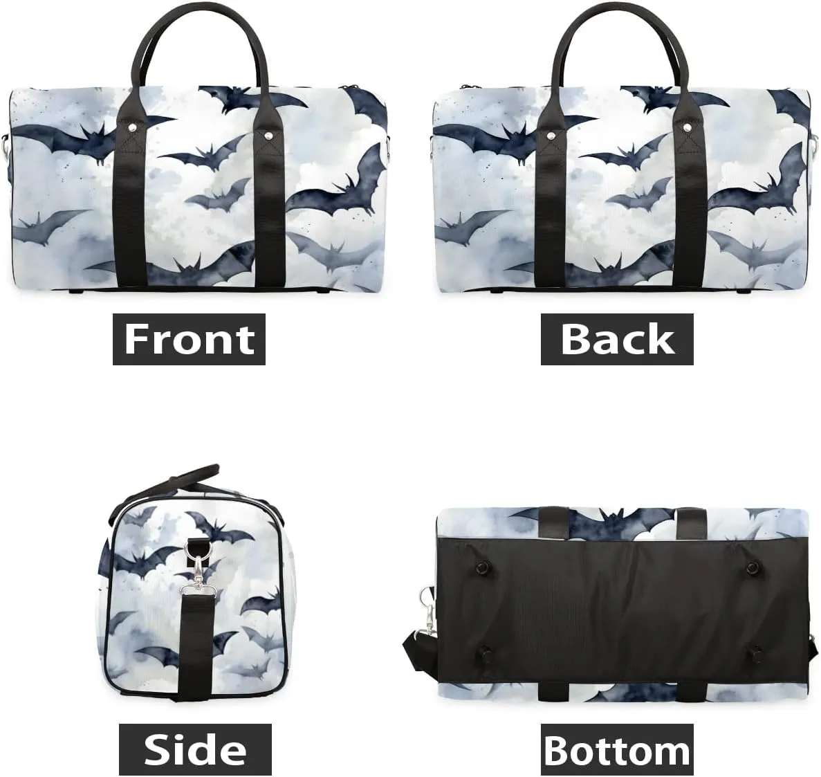 Vintage Halloween Bats Travel Duffel Bag for Women Men Waterproof Foldable Overnight Weekender Bag Large Capacity Sports Gym Bag