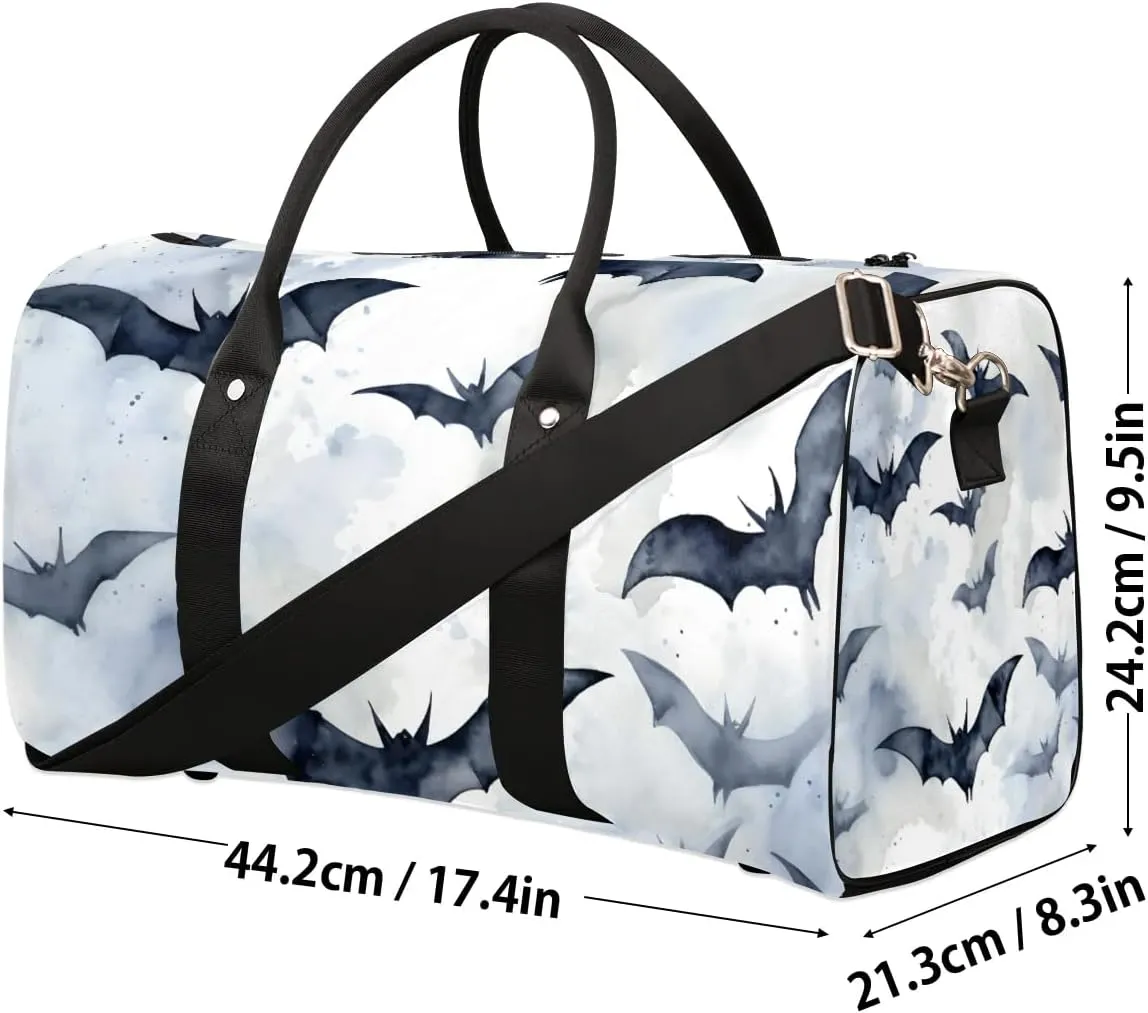 Vintage Halloween Bats Travel Duffel Bag for Women Men Waterproof Foldable Overnight Weekender Bag Large Capacity Sports Gym Bag