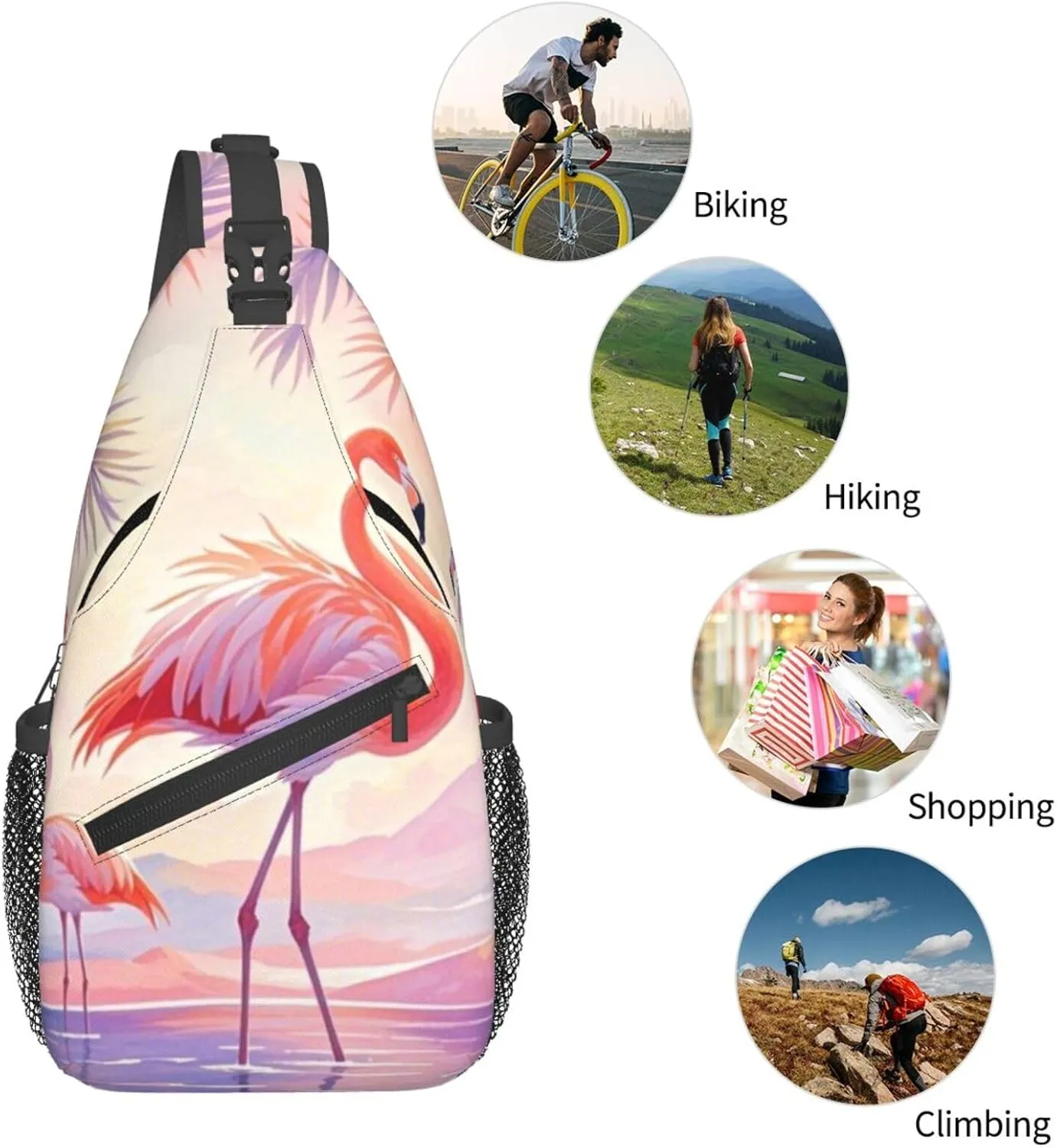 Vintage Hawaiian Flamingo Palm Crossbody Bags Cross Chest Bag Adjustable Sling Backpack for Women Men