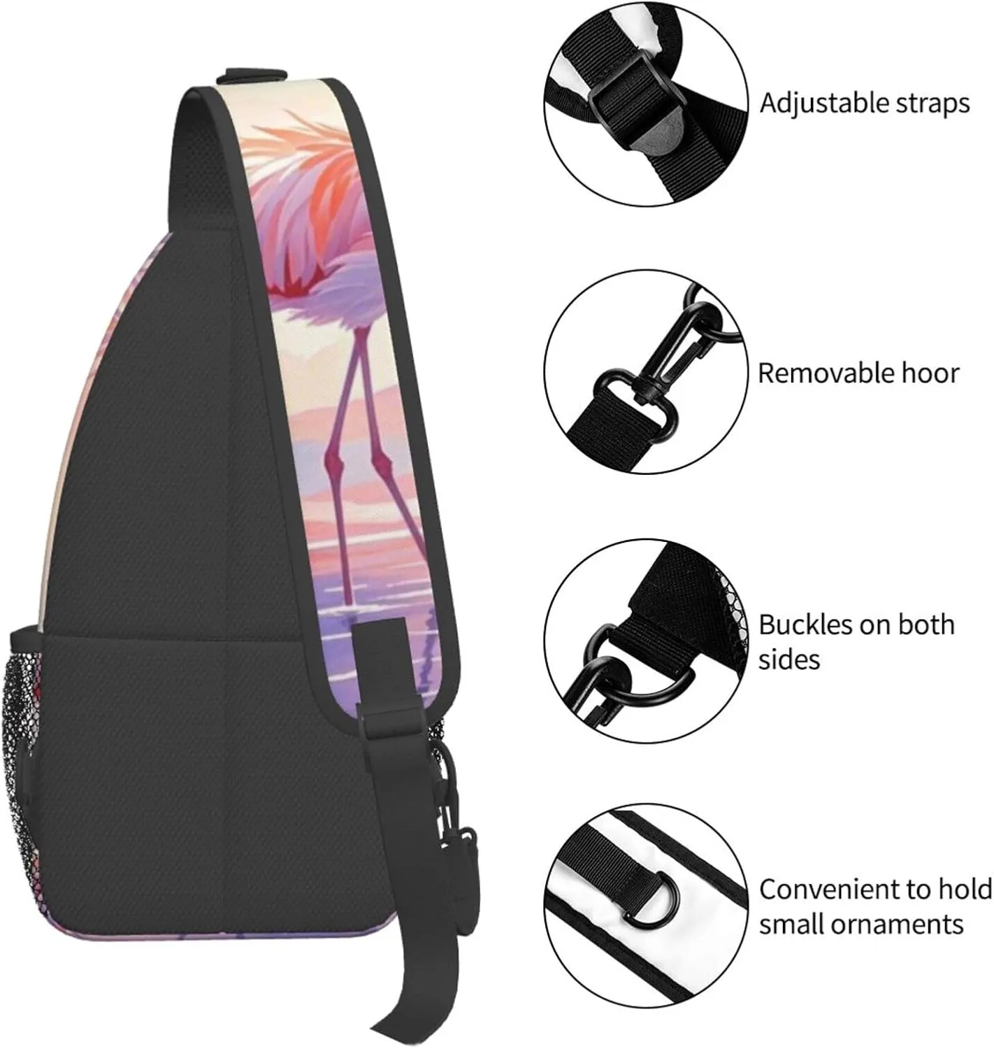 Vintage Hawaiian Flamingo Palm Crossbody Bags Cross Chest Bag Adjustable Sling Backpack for Women Men