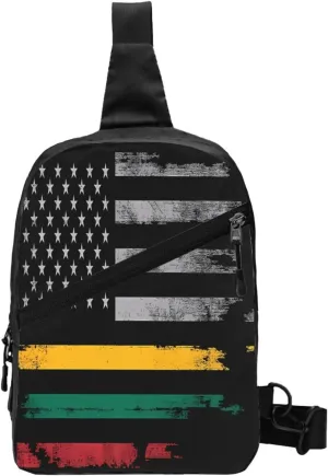 Vintage Lithuanian American Flag Packable Crossbody Bag Portable Sling Bags Foldable Travel Daypack Reusable Sports Shoulder Backpack Diagonally Chest Bag for Workout