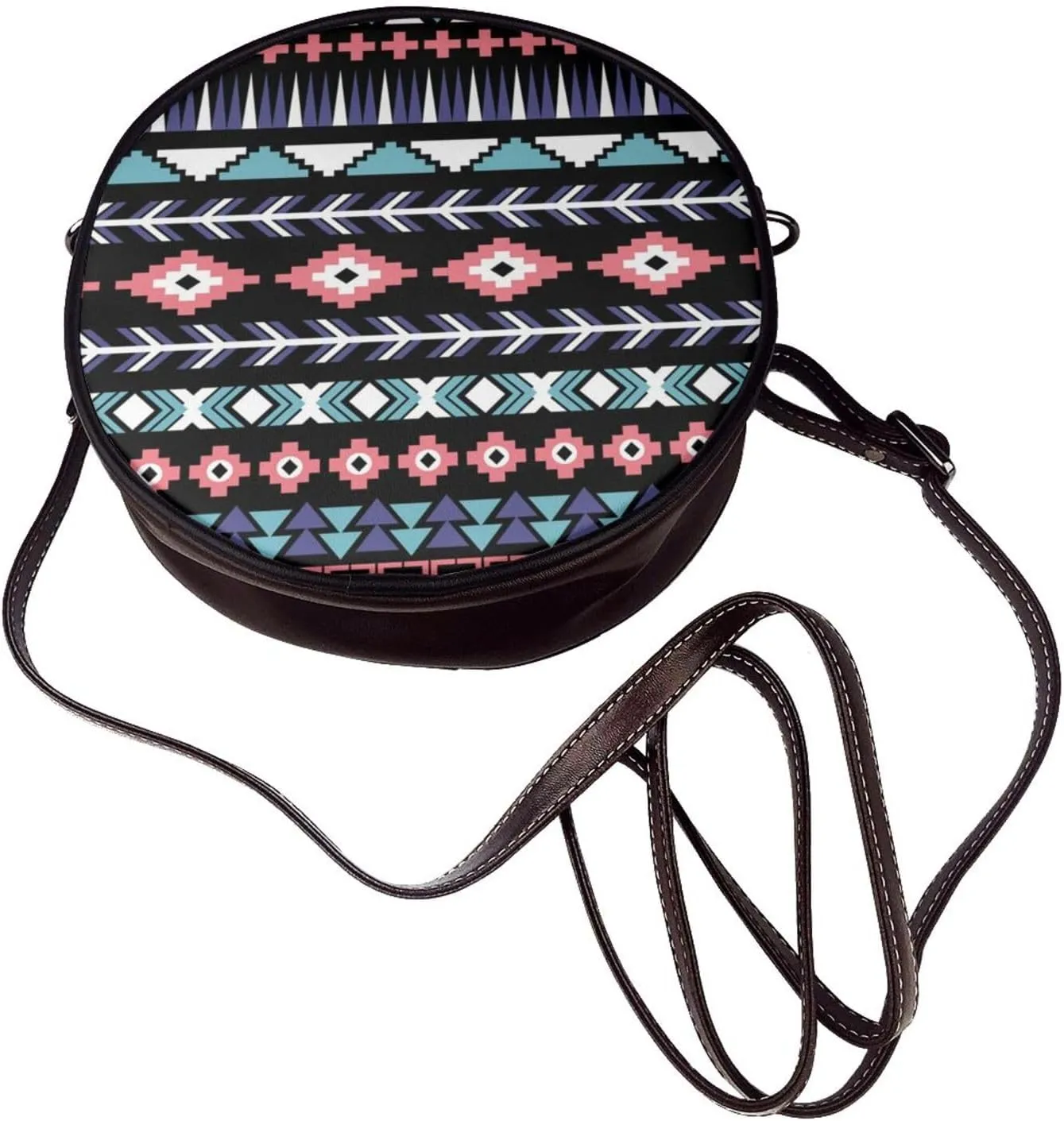 Vintage PU Leather Crossbody Purse Satchel, Small Cute Crossbody Round Bags for Women Sling Shoulder Bag