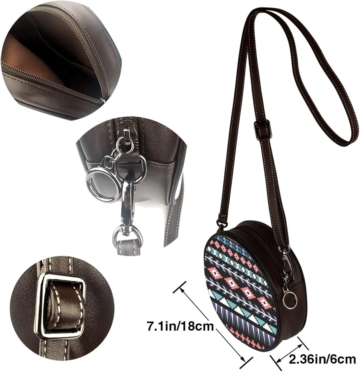 Vintage PU Leather Crossbody Purse Satchel, Small Cute Crossbody Round Bags for Women Sling Shoulder Bag