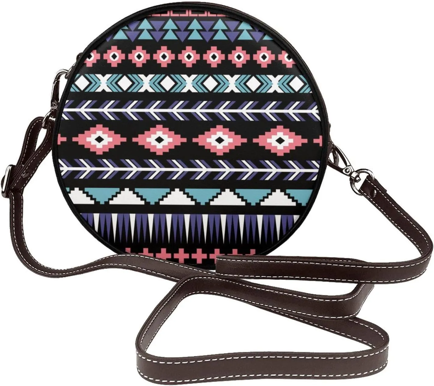 Vintage PU Leather Crossbody Purse Satchel, Small Cute Crossbody Round Bags for Women Sling Shoulder Bag