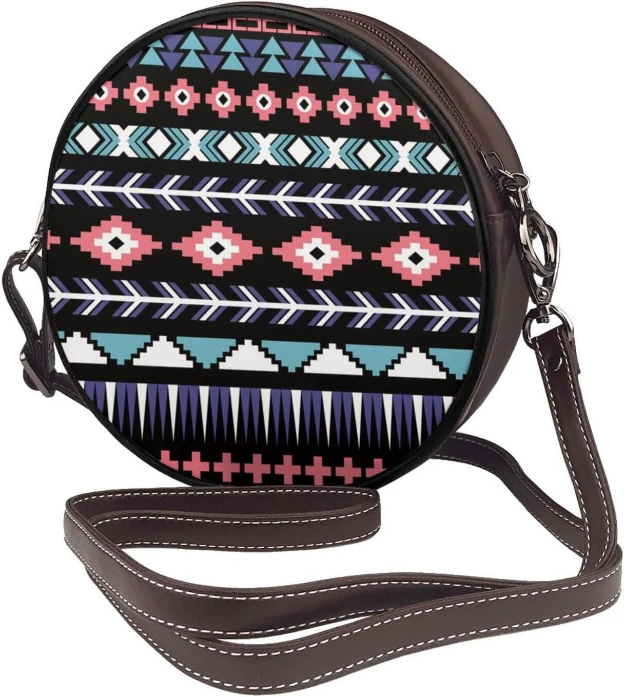 Vintage PU Leather Crossbody Purse Satchel, Small Cute Crossbody Round Bags for Women Sling Shoulder Bag