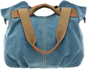 Vintage Tote Bag Crossbody Bag Purse for Women Canvas Travel Shoulder Bags Handbags Large Locomotive Bag Casual Work Blue