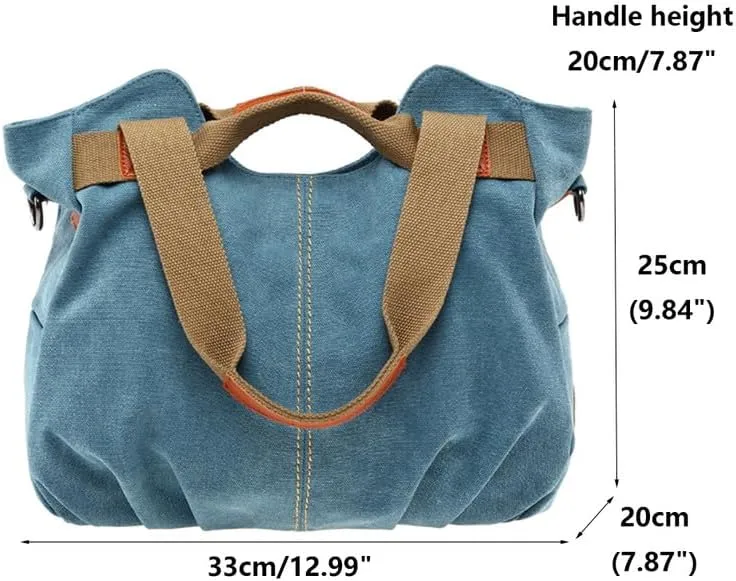 Vintage Tote Bag Crossbody Bag Purse for Women Canvas Travel Shoulder Bags Handbags Large Locomotive Bag Casual Work Blue