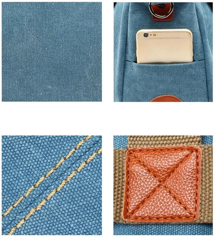 Vintage Tote Bag Crossbody Bag Purse for Women Canvas Travel Shoulder Bags Handbags Large Locomotive Bag Casual Work Blue