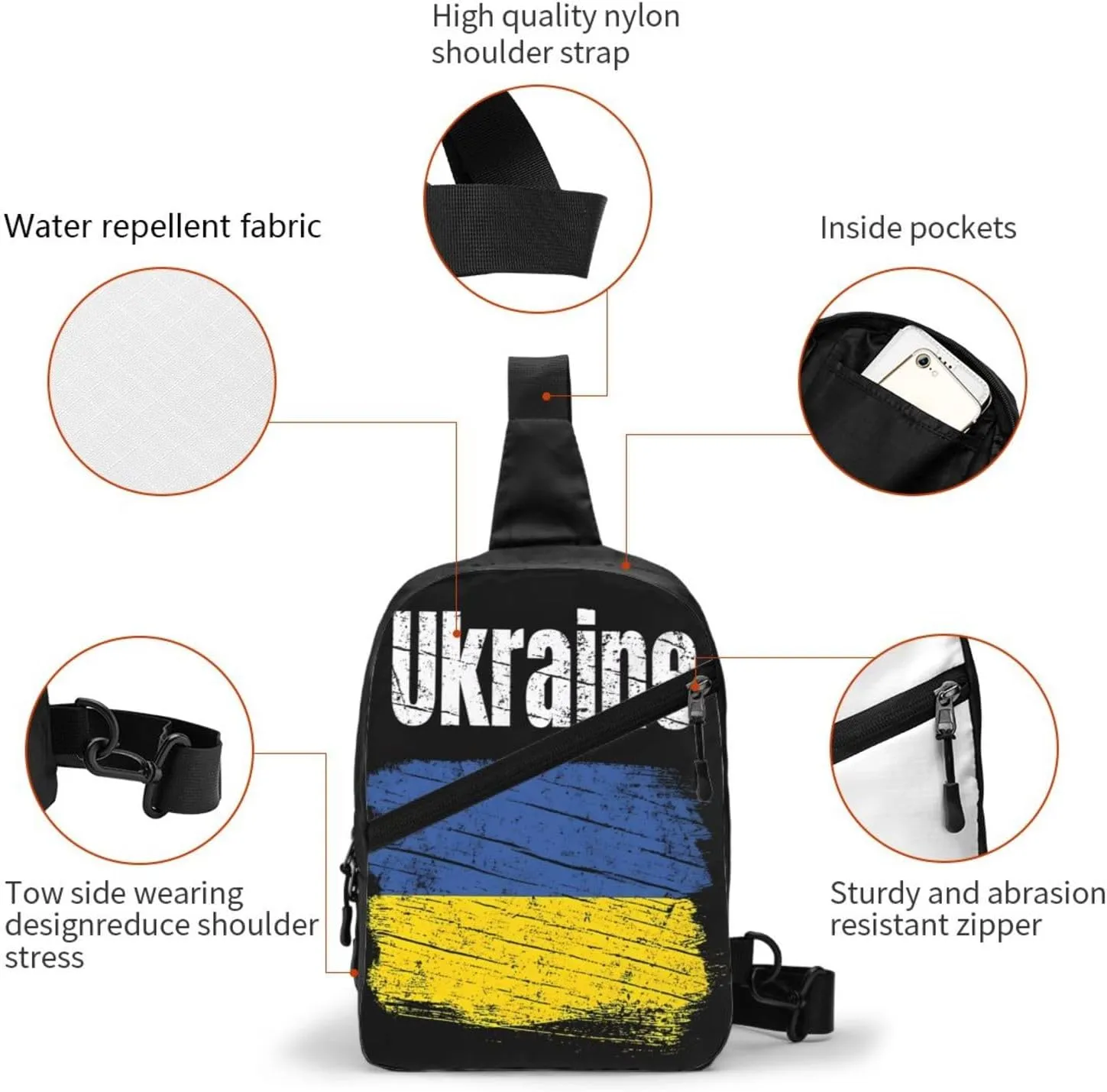 Vintage Ukraine Ukrainian Flag Portable Crossbody Bag Foldable Sling Bags Sports Gym Chest Daypack Reusable Shoulder Backpack Casual Diagonally Rucksack Fanny Packs