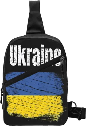 Vintage Ukraine Ukrainian Flag Portable Crossbody Bag Foldable Sling Bags Sports Gym Chest Daypack Reusable Shoulder Backpack Casual Diagonally Rucksack Fanny Packs