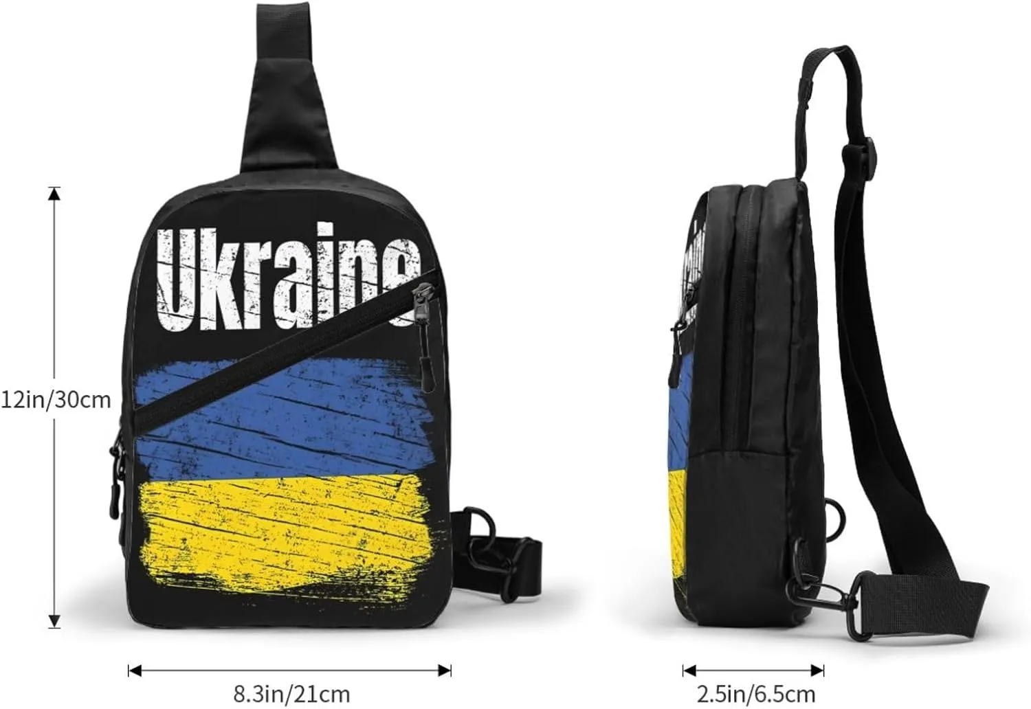 Vintage Ukraine Ukrainian Flag Portable Crossbody Bag Foldable Sling Bags Sports Gym Chest Daypack Reusable Shoulder Backpack Casual Diagonally Rucksack Fanny Packs